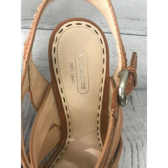 Coach Brynne Light Tan Camel Leather Strappy - Picture 3 of 9